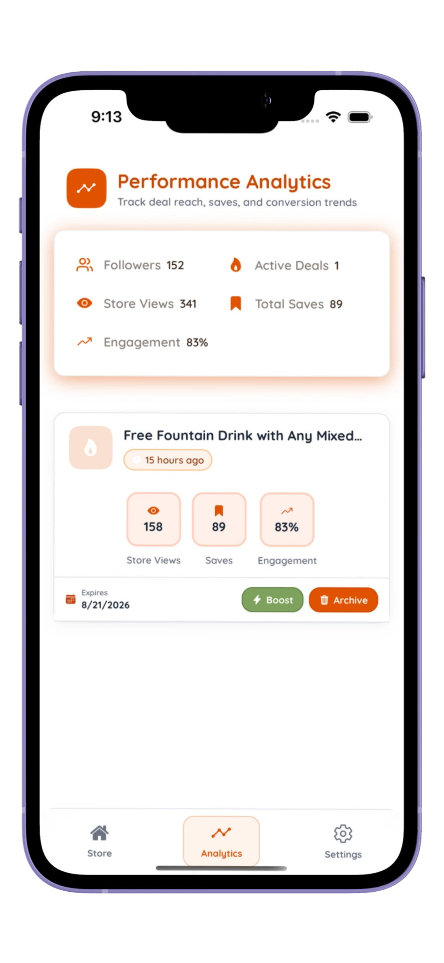 Nibl merchant app performance analytics screen
